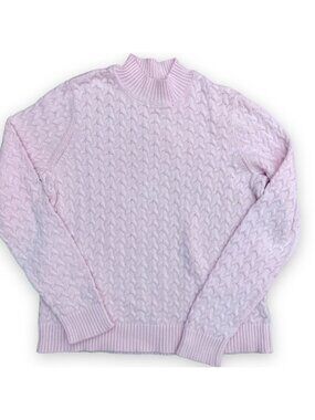 Vintage Womens Petite Studio Works Pink Cable Knit Sweater size PXL